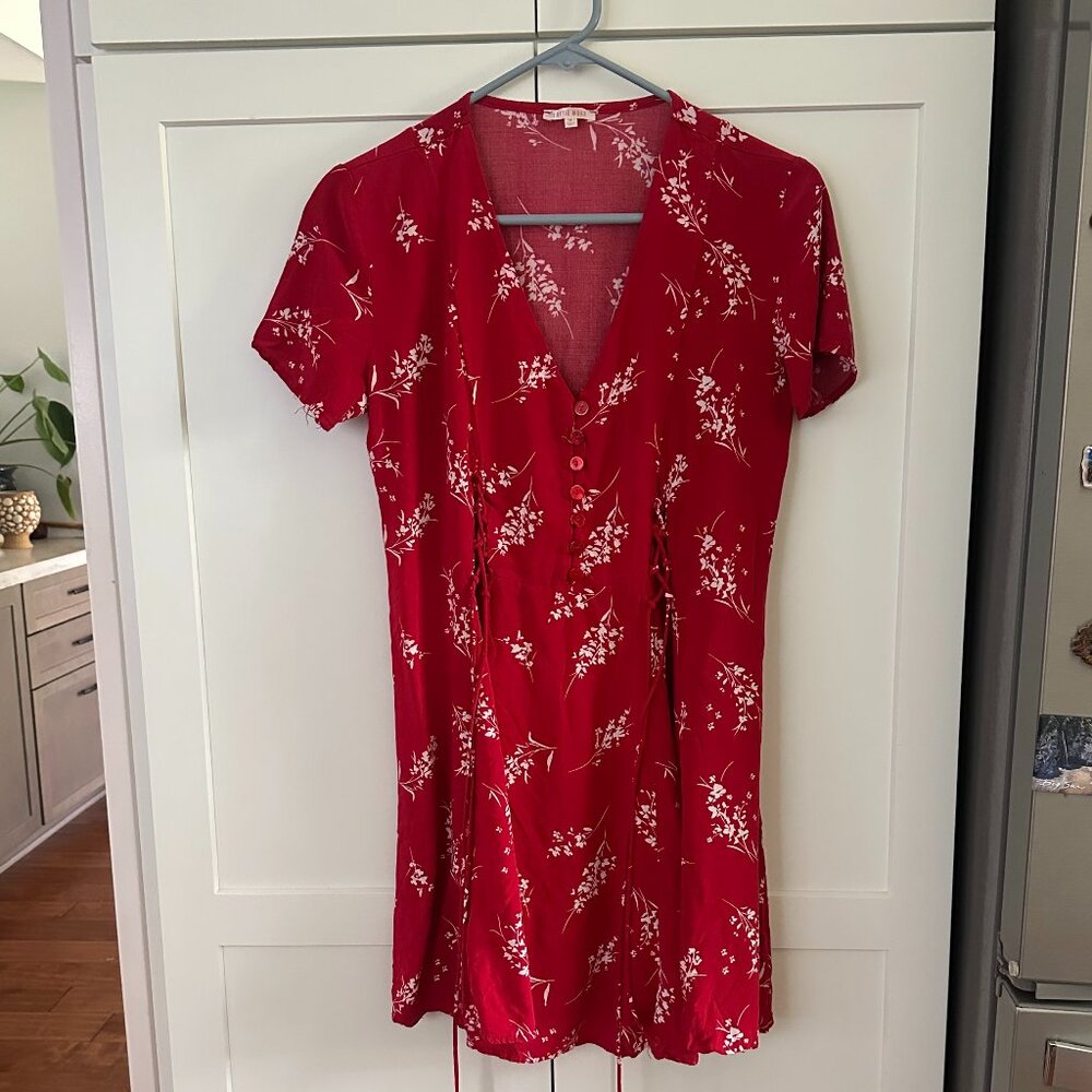Lottie Moss Women's Red Casual Dress, Short Sleeve, Size: M